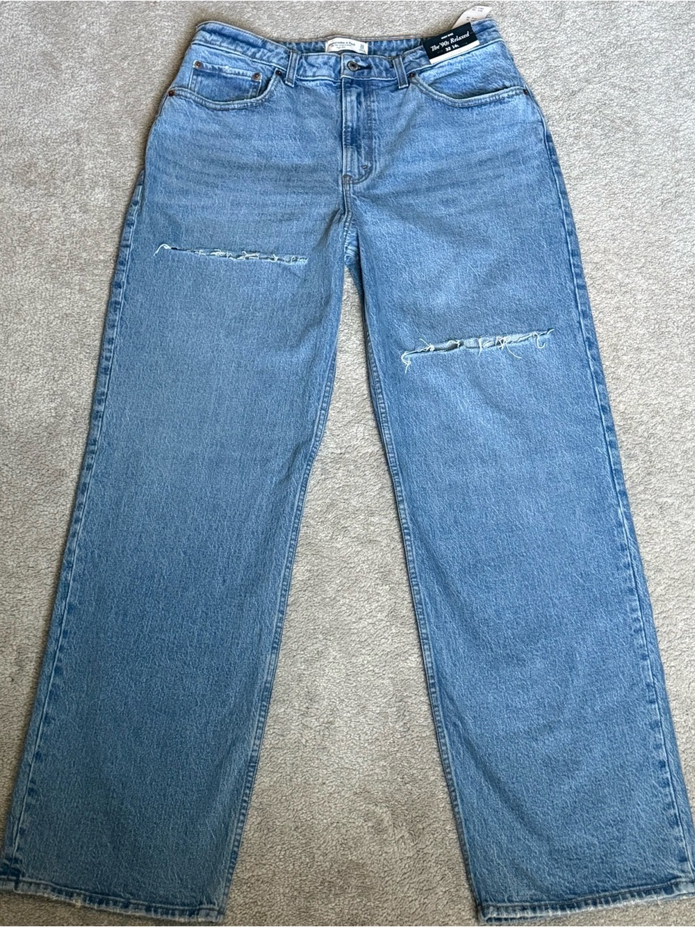 Abercrombie & Fitch Curve Love 90s Relaxed Jeans High-Rise Size 14 Long Ripped
